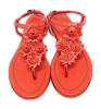 Red Leather Flower Cutout Sunset Flat Sandals thumbnail 0
