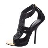 Giuseppe Zanotti Black Satin and Suede Crystal Embellished Ankle Strap Sandals Size 38 thumbnail 0