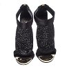 Giuseppe Zanotti Black Satin and Suede Crystal Embellished Ankle Strap Sandals Size 38 thumbnail 6