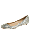 Jimmy Choo Metallic Gold Glitter Fabric Ballet Flats Size 38 thumbnail 3