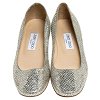 Jimmy Choo Metallic Gold Glitter Fabric Ballet Flats Size 38 thumbnail 6