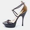 Black/Olive Green Patent and Leather Platform Ankle Strap Sandals thumbnail 5
