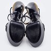 Black/Olive Green Patent and Leather Platform Ankle Strap Sandals thumbnail 6